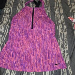 Nike Women's Pink and Purple Swim Top